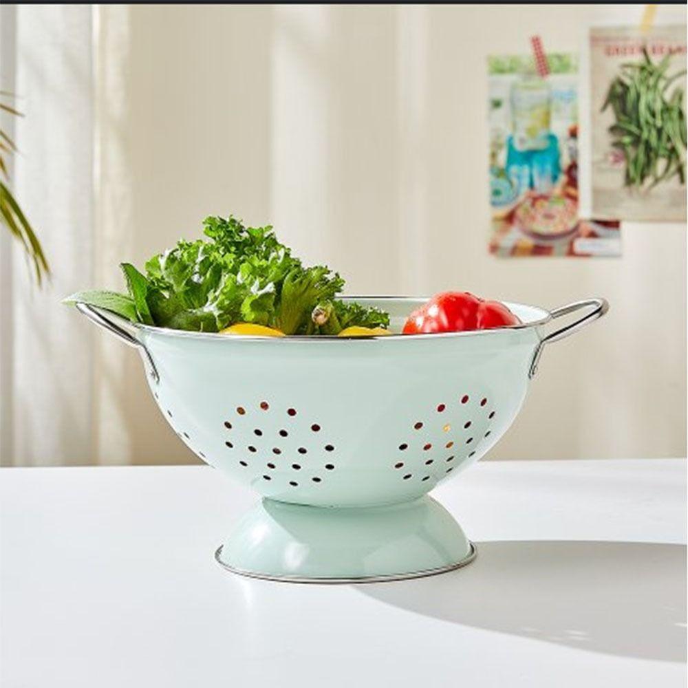 Self Draining Fruit Drain Basket Carbon Steel Vegetable Strainer Countertop