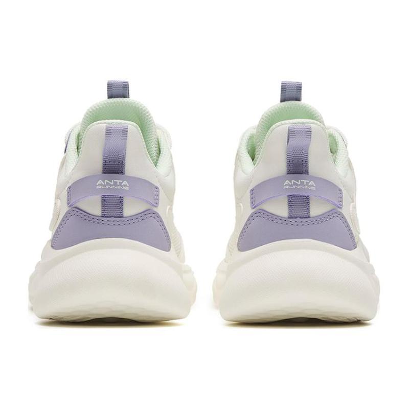 Anta Mianbomb 2 Cushioned Anti Slip And Wear Resistant Lightweight Low Top Running Shoes Women's White Purple Sneakers 922315546-1
