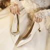 Chaussures à bout pointu à bout peu profond strassées talons hauts stilettos pour femmes chaussures de mariée ne sont pas fatiguantes