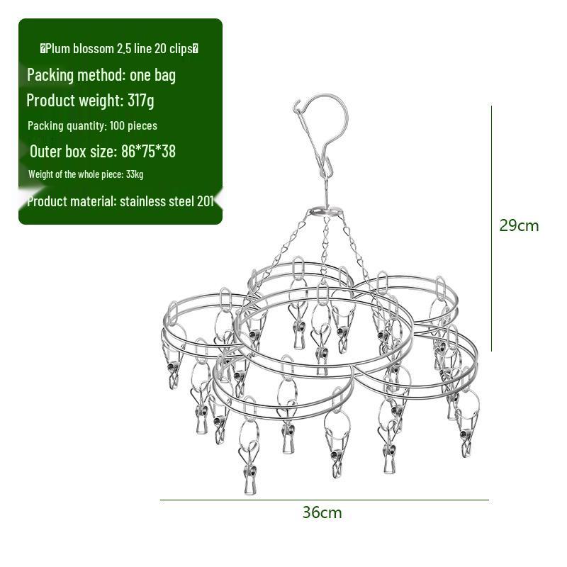 Kaiwang Double Layer Stainless Steel Sock and Clothes Drying Rack with 20 Clips