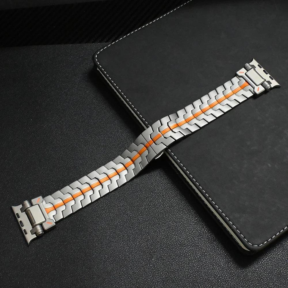 Titanový článkový náramek pro Apple Watch Ultra3 49mm 45mm 44mm 46mm Nerezový řemínek pro Iwatch Series 11 10 9 8 7 6 Se