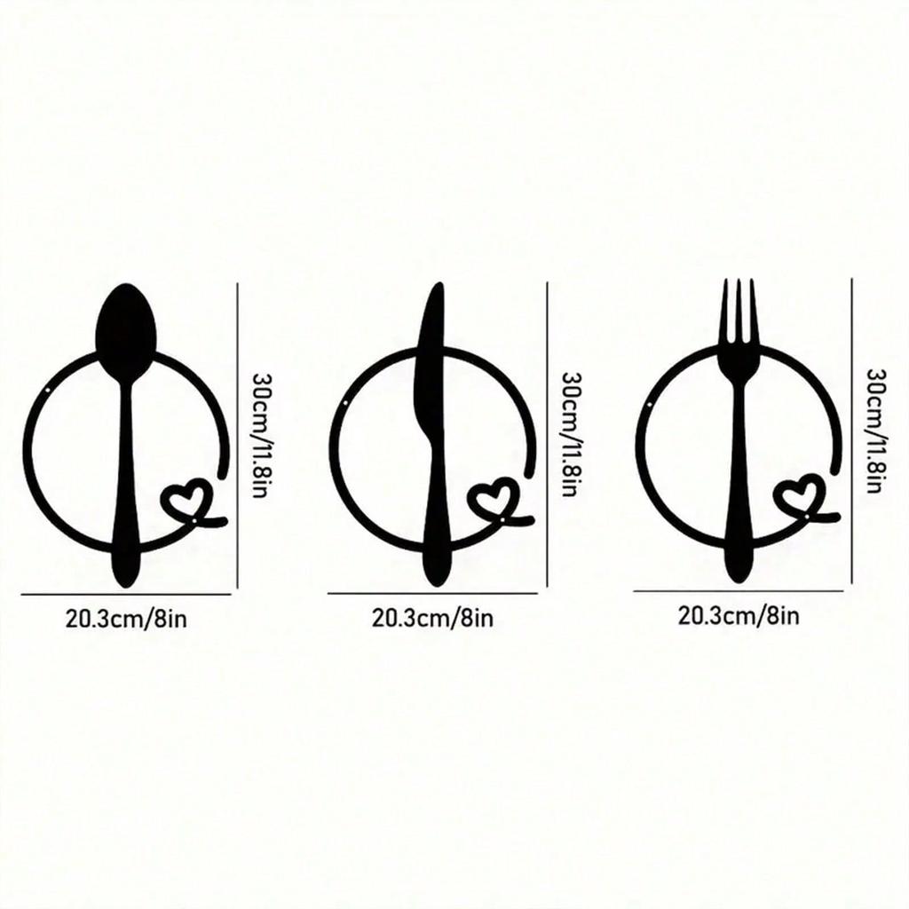 Metal Wall Art Cutlery Set Fork Spoon Knife Home Decor Kitchen Dining Room Gift