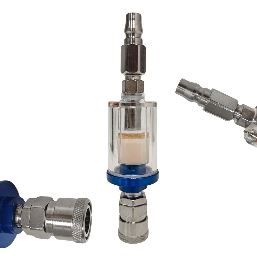 Water Oil Separator Filter Airbrush Filter Moisture Separator for Air Line Compressor Fitting, 1/4 Inch NPT Inlet