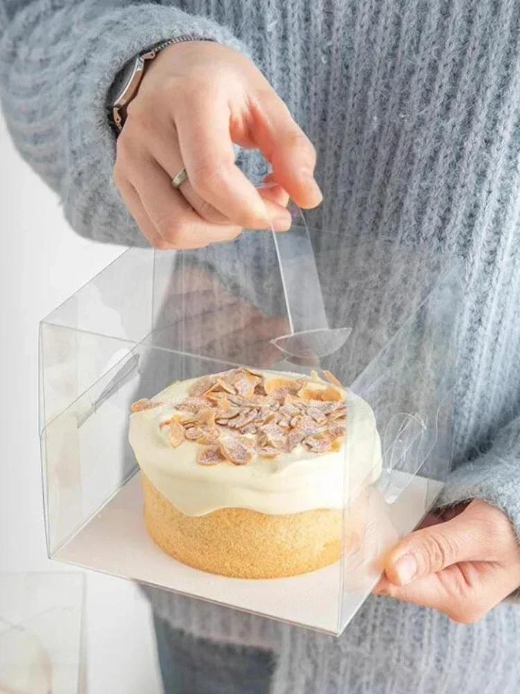20piece Mini Birthday Cake Box 3 Inch Pastry Portable Boxs Square Fully Transparent Plastic Portable Packaging For Desserts