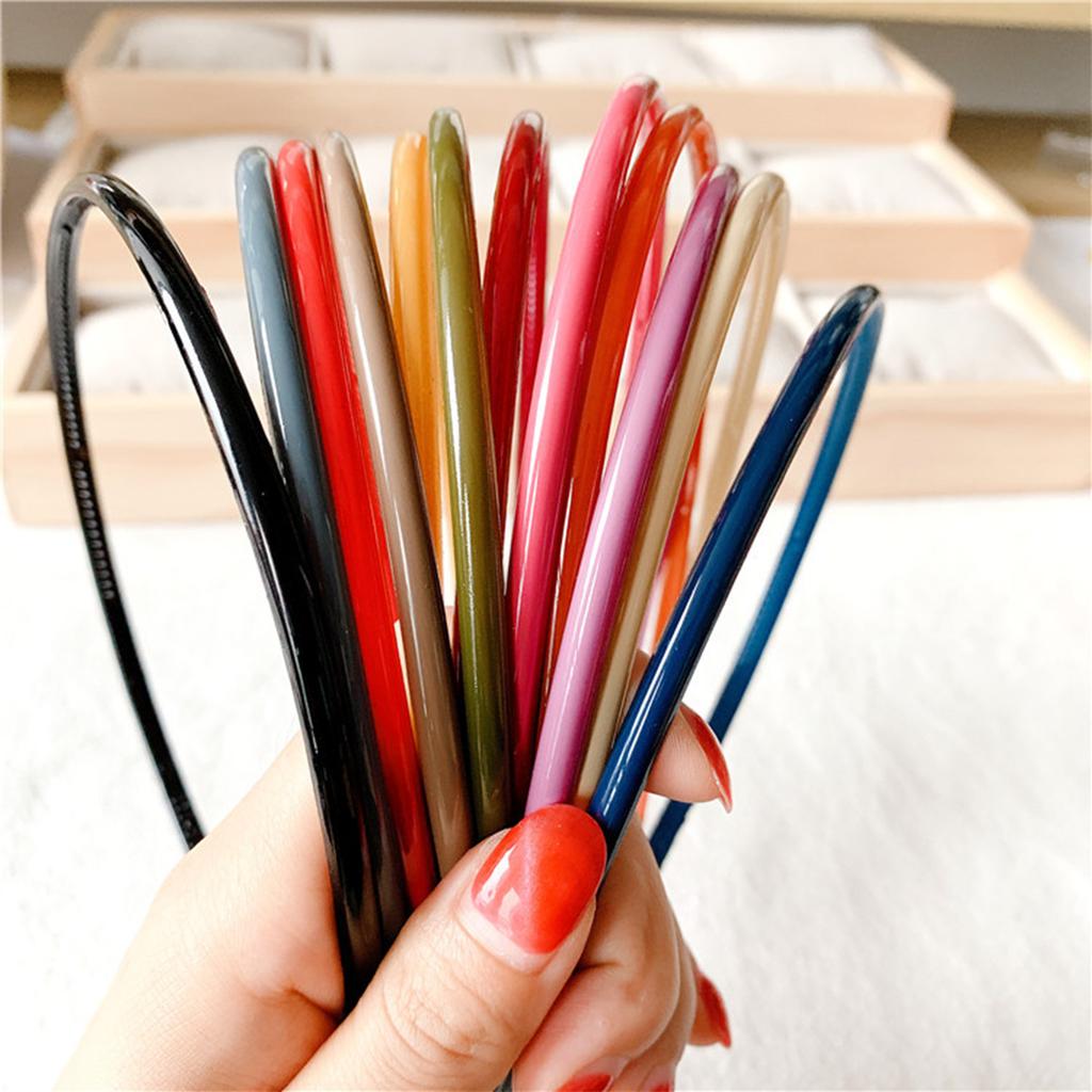 Bright Color Hairband Women Plastic Solid Color Thin Edge Toothed Non-slip Hair Hoop Headbands Girls Hair Accessories