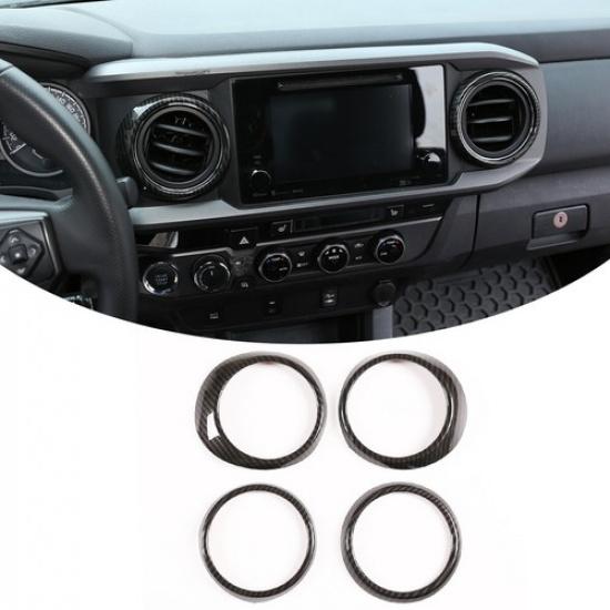 Carbon Fiber ABS Air Condition Vent Outlet Ring Trim For Toyota Tacoma 2016-