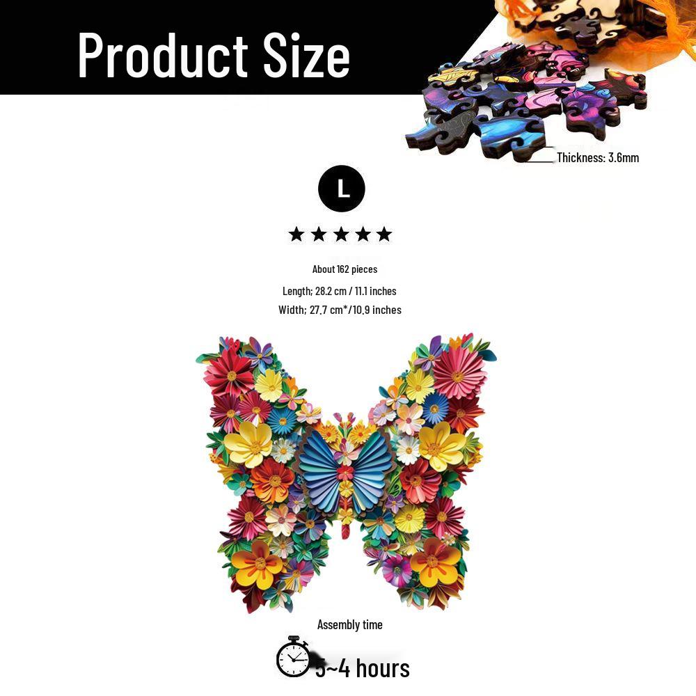 HOOLOOG Wooden Butterfly Flower Irregular Jigsaw Puzzle & Money Box
