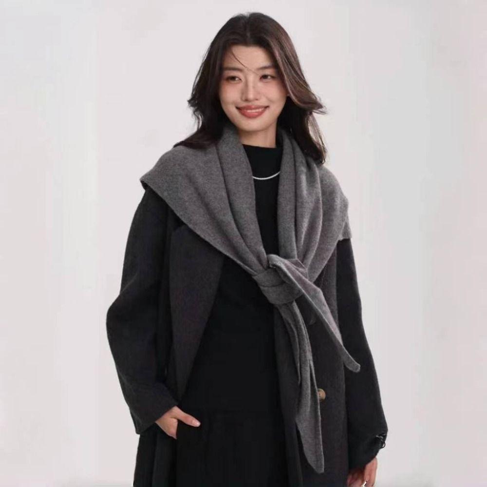 Solid Color Triangle Shawl Striped Cross Scarves Retro Large Wraps Clothing Accessories