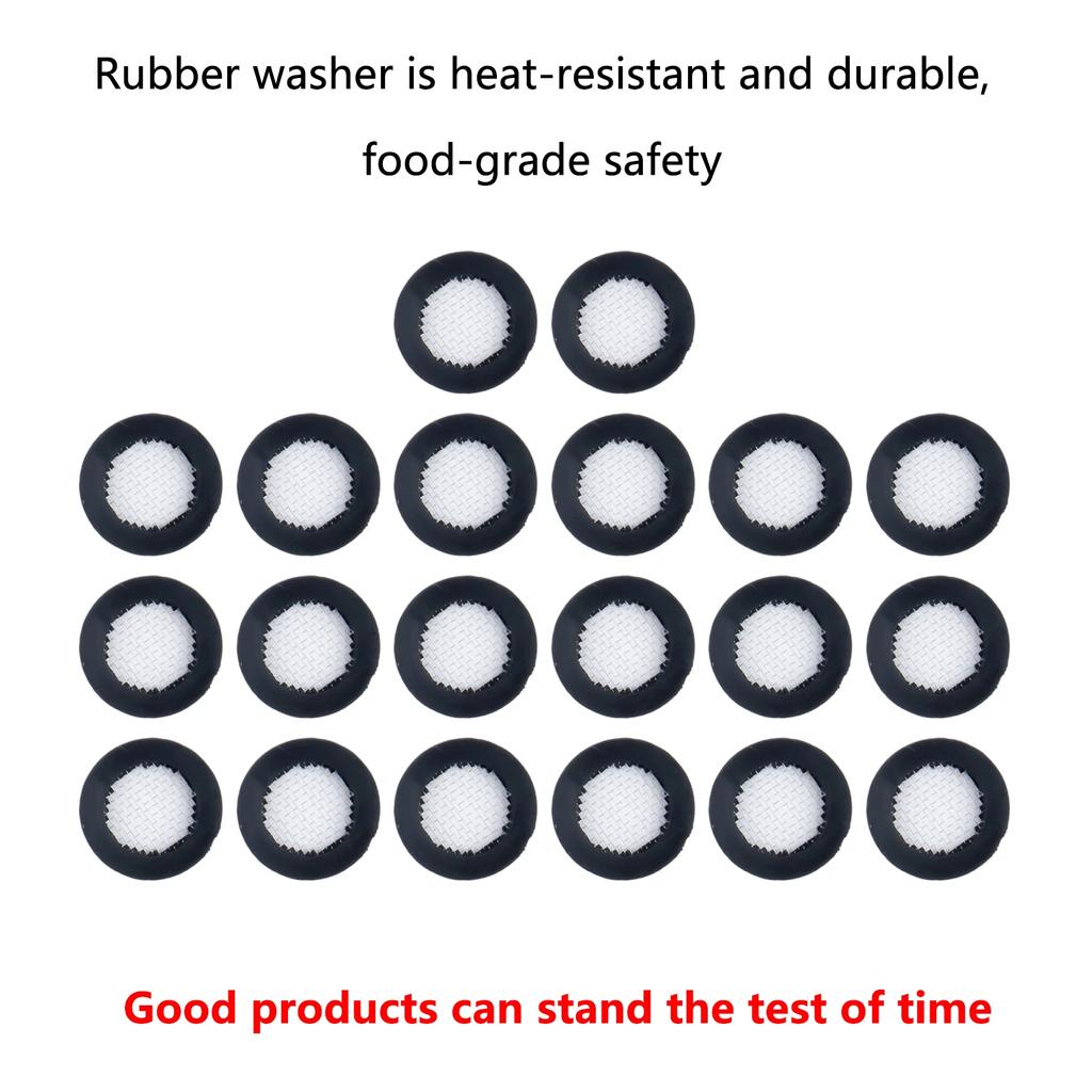 Garnitură practică utilă din cauciuc pentru furtun, 20 buc, 40 ochiuri, neagră, pentru etanșare de schimb pentru cap de robinet de 1/2 inch, cap de duș
