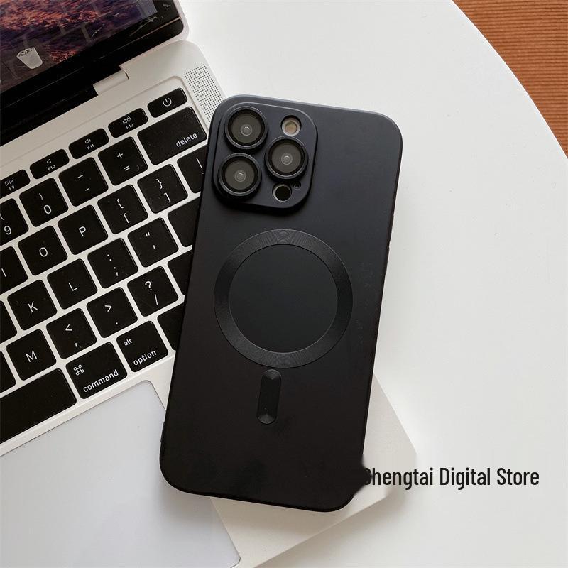 

Magnetic Metal Paint Protective Case with Lens Film for iPhone 13 Pro Max. iPhone 13 Pro Max