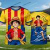 2026 New Arrival One Piece Luffy Spain Special Edition Football Quick-Drying T-Shirt Mens Casual Wear Anime Football Fan T-Shirt
