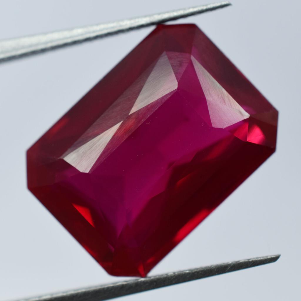 Natural Red Ruby Loose Gemstone 14.10 Ct Emerald Cut Earing Size for Jewelry Making and Crafts