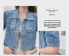 Retro American Casual Denim Crop Jacket - Women's Waistcoat Top