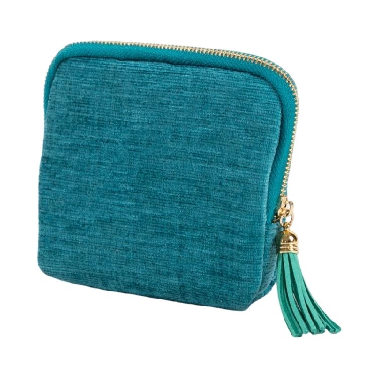 

Compact Jewelry Organizers With Fringe Zipper Charm Multiple Protective Pockets Lightweight Sturdy Fabric For Daily Use Storage peacock синього кольору