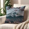Japanese Cherry BBlossom Snow Mountain Cushion Cover For Pillow Printing Sofa Decoration Home Car Room Office Nordic Simplicity