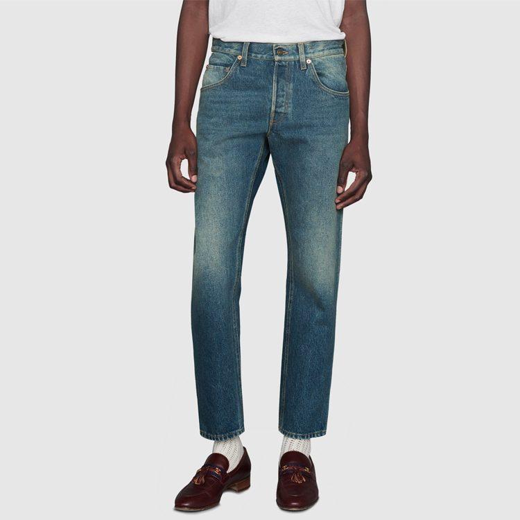 Gucci Tapered Fit Washed Marbled Denim Jeans 408637-XDBBQ-4011