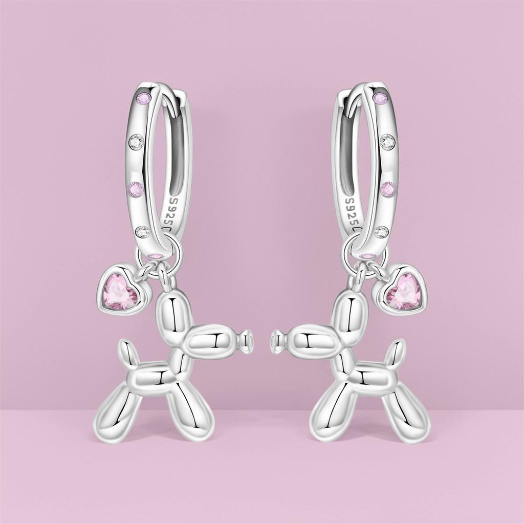 S925 Silver Sweetheart Balloon Dog Drop Earrings Women Earrings Charm Fashion Versatile Party Jewelry Gifts