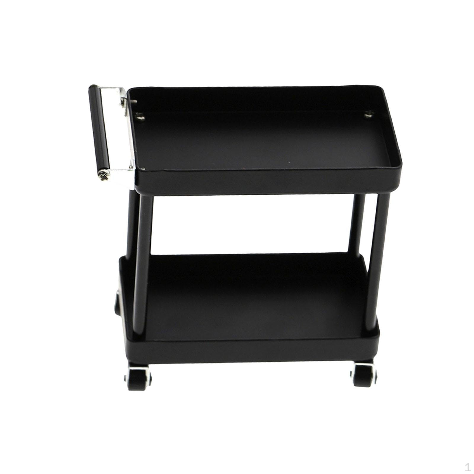 

Miniature Model Trolley Tool Cart Sculpture Accessory Metal Structure Two Shelves Suitable for чорний