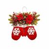 Snowflake Door Hanging Decor Artificial Pinecone Poinsettia Mitten Shaped Door Ornament Red Berries Luminous Christmas Garland