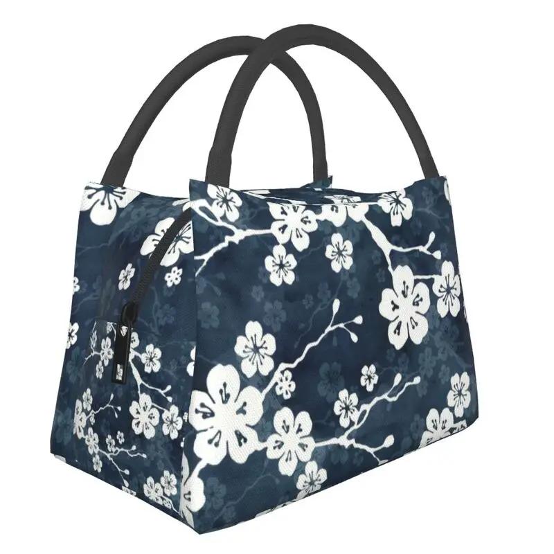 Cherry Blossom Insulated Lunch Tote Bag for Women Sakura Cherry Blossom Cherry Portable Thermal Cooler Food Lunch Box Travel
