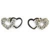 Les Trésors De Lily [D7528] - Silver Earrings 'Hearts Duo' Silver White (rhodium-plated) - 7x13 Mm