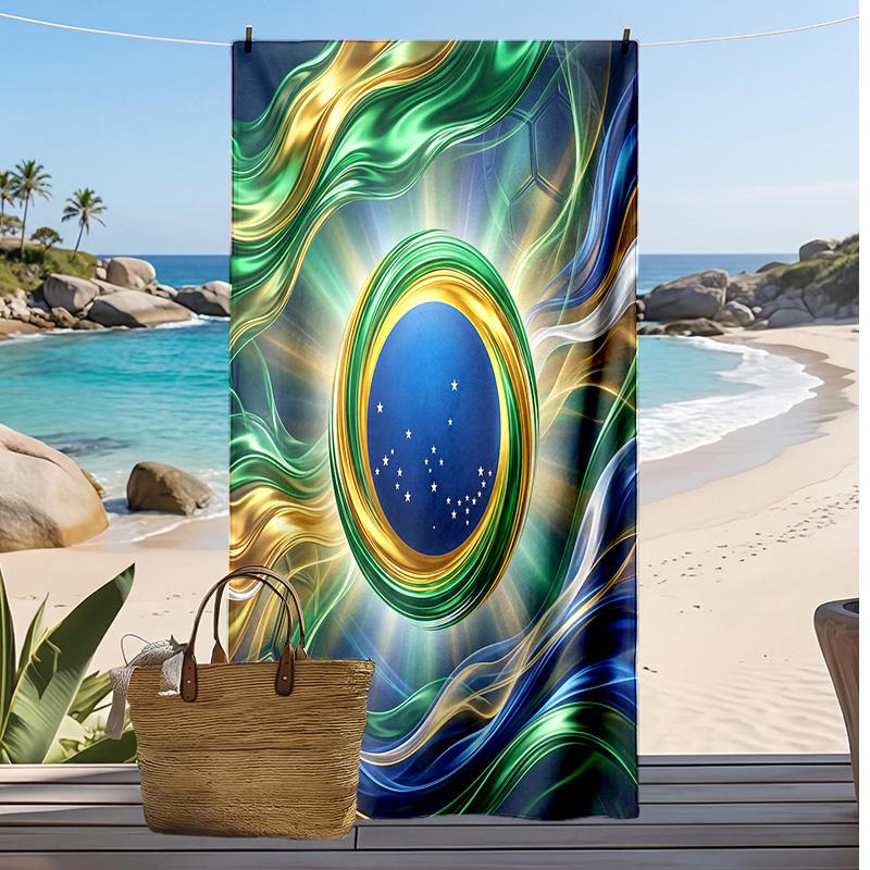 Asciugamano da Spiaggia con Stampa Calcio Brasiliano Asciugatura Rapida Super Assorbente Morbido Asciugamano da Bagno per Nuoto Spiaggia Viaggio Souvenir Regalo