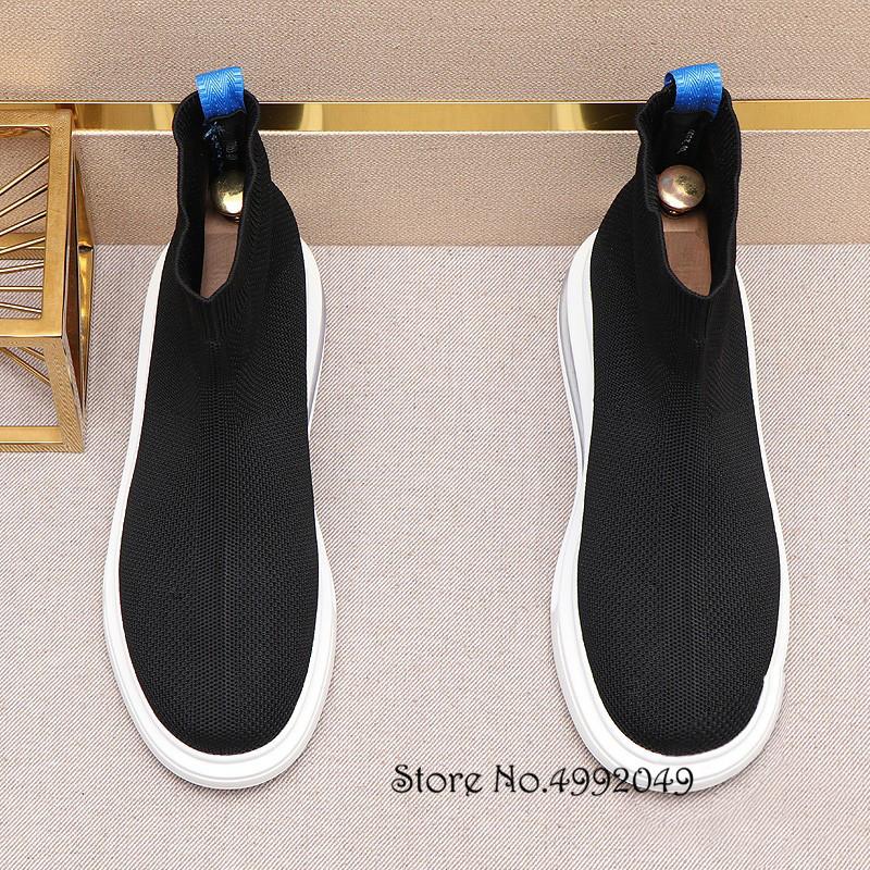 Fashion Luxury Designer Men Air Knit Mesh Breathable Casual Stocks Shoes Sports Walking Out Of Off  Sneakers Zapatos Hombre Ankle Boots