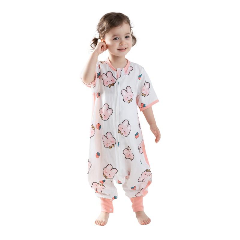 Baby Sleep Sack Bamboo Cotton Short Sleeve Footie Pajamas Toddlers 0-3 Years A-Grade Safe Lightweight Sleeping Bag
