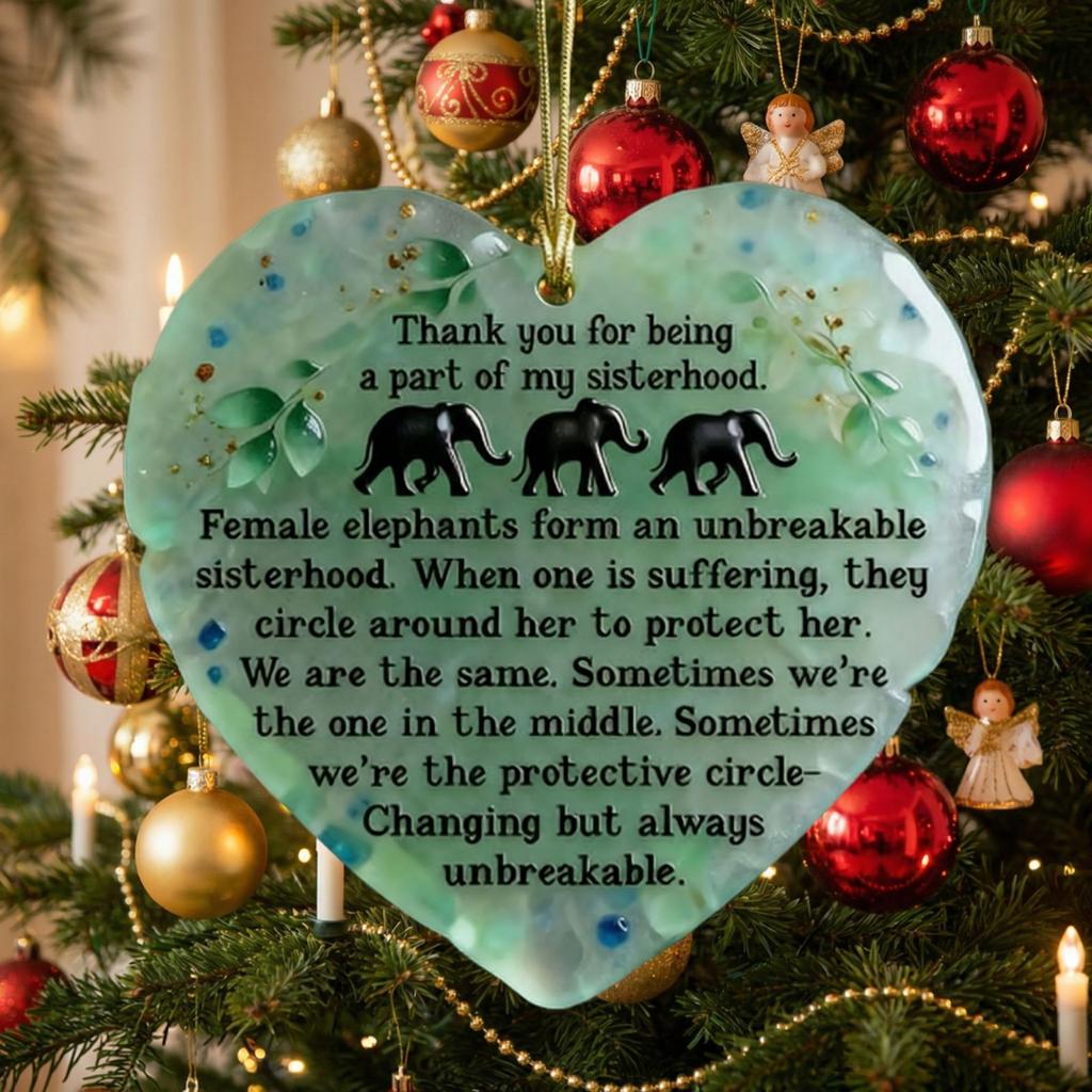 Heartfelt Elephant Keepsake - Ceramic Heart Ornament, Friendship Gift • Elephant Ornament