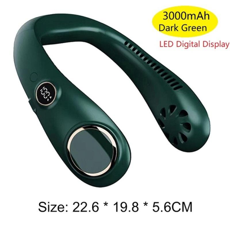 Ventilator portabil de gât cu LED, 3000 mAh, pentru răcire cu aer vara, fără elice, pentru sporturi în aer liber, călătorii, purtabil, cu bandă de gât USB, ventilatoare de gât suspendate