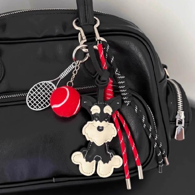 Delightful Schnauzer Dog Keychain Purse Charm Bag Ornament Creative Woven Rope Keyring Decoration for Pet Enthusiasts
