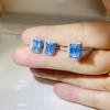 Blue Sapphire Moissanite Ring & Earring Set - Ice Blue Diamond Classic Fashion Style