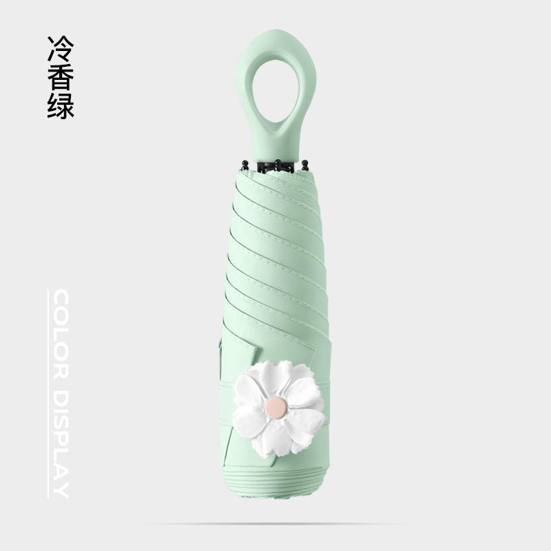 New 50% Off Six Bones Hand Open Vinyl Fabric Sunscreen Umbrella Love Handle Fashion Umbrella Climbing Flower Umbrella