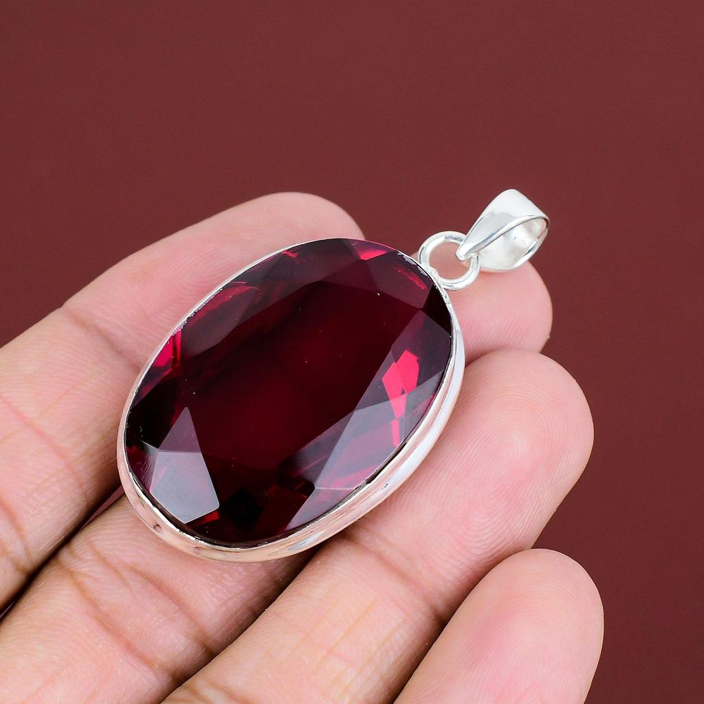 Faceted Rubellite Pendant Handmade Gemstone Pendant 925 Sterling Silver Pendant Top Quality Rubellite Jewelry Unique Pendant Gifts For Women