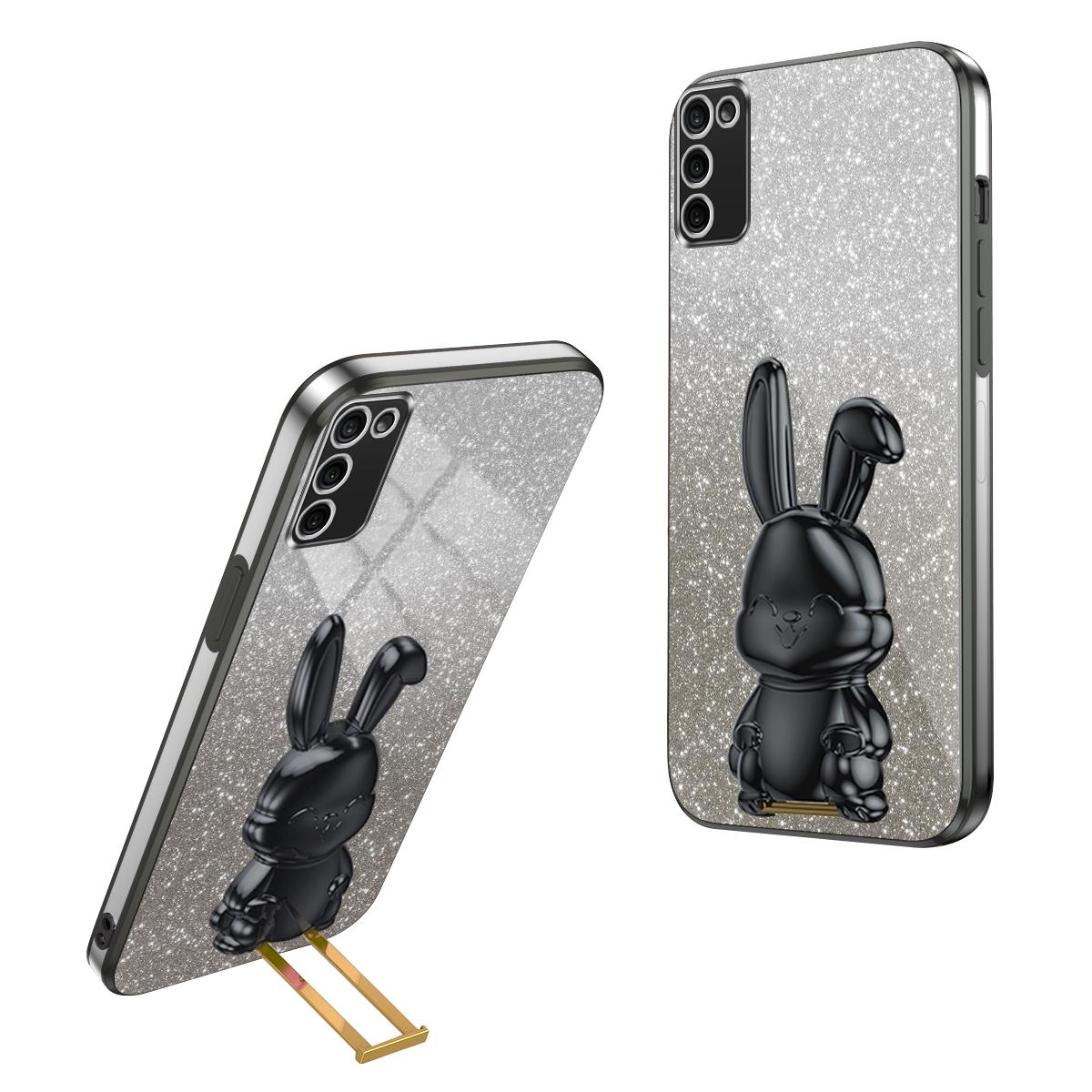 For Samsung Galaxy A02s (166.5mm) Cartoon Rabbit Cell Phone Cover Kickstand Case D