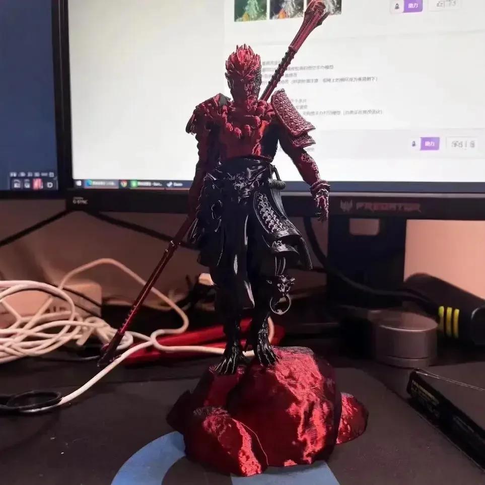 3D Printed Fire Monkey Wang Statue Sun Wukong Chinese Mythology Character Gift Doll Carving Statuette DIY Home Decoration