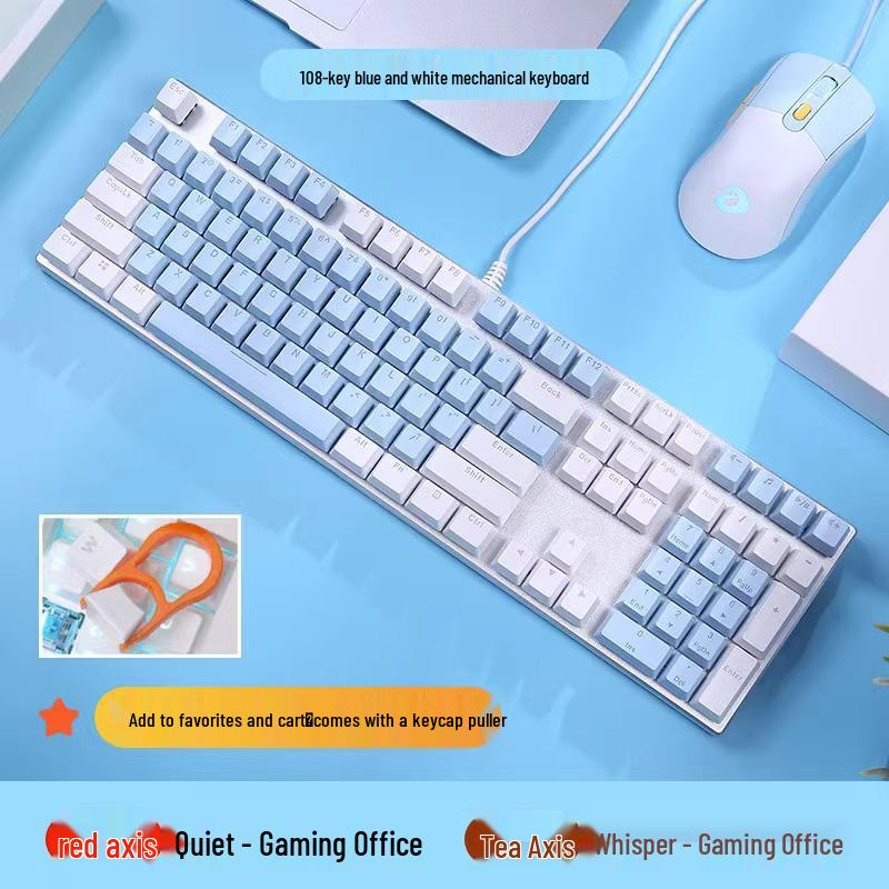 Dareu EK815 Mechanical Keyboard – 108-Key Alloy, Black, Blue, Red, Brown Switches, Wired for E-sports, Gaming, and Office Use.