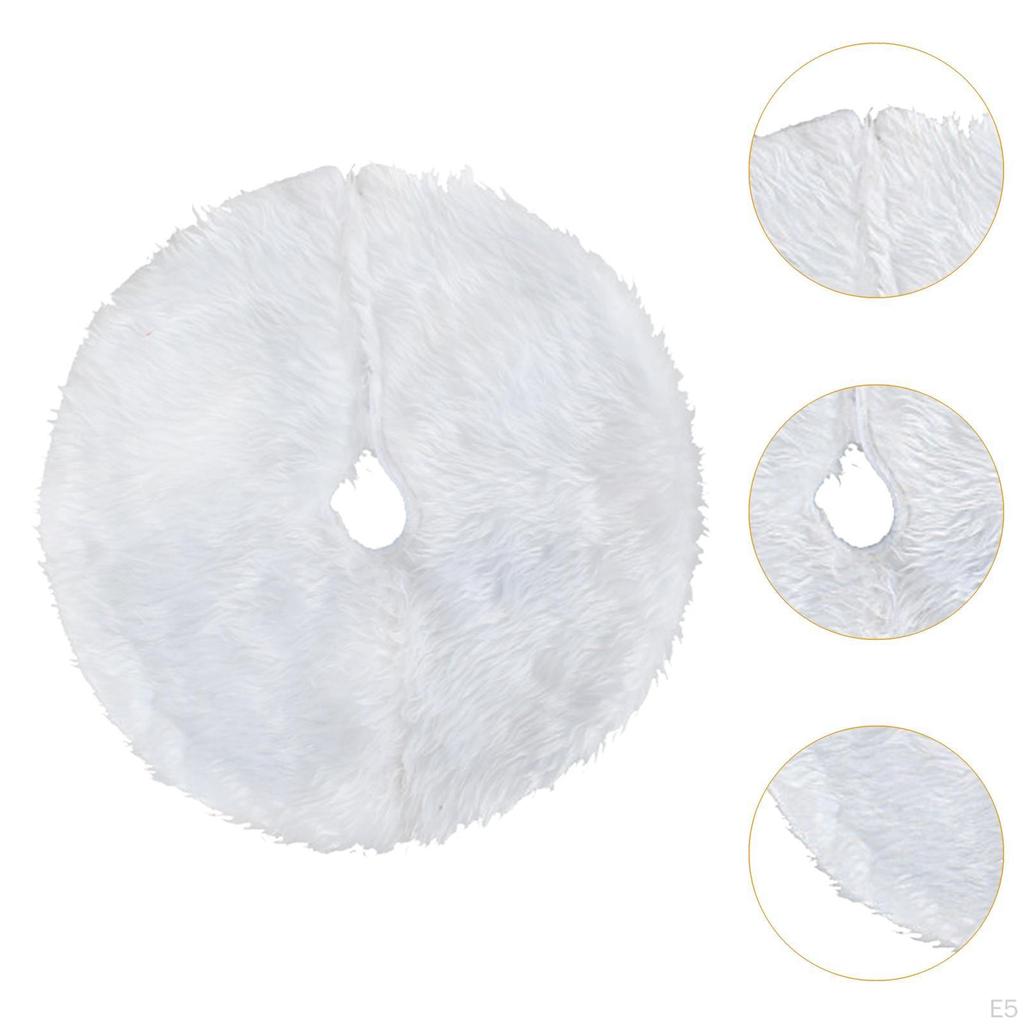 Mini Plush Christmas Tree Skirt 15 Inch Ornament for Living Room Indoor Home Silver Snowflakes