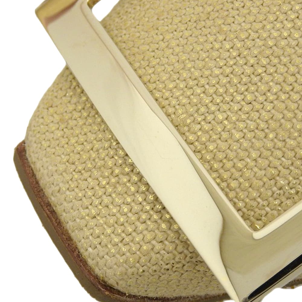 Roger Vivier Excellent condition square metal buckle canvas square toe chunky heel pumps beige x gold size 36 shoes 36 Beige / goldUsed