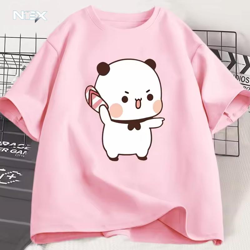 Panda Björn Bubu Kastar Flip-Flop Till Dudu T-shirt Män Kvinnor Rolig Par T-shirt Casual Bomull Mode Söt T-shirt Alla Hjärtans Dag