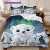 Polar Bear Pattern Bedding Quilt Set Quilt Cover Pillowcase Home Decoration Birthday Gift (1 * Duvet Cover + 2 * Pillowcase, Without Core)