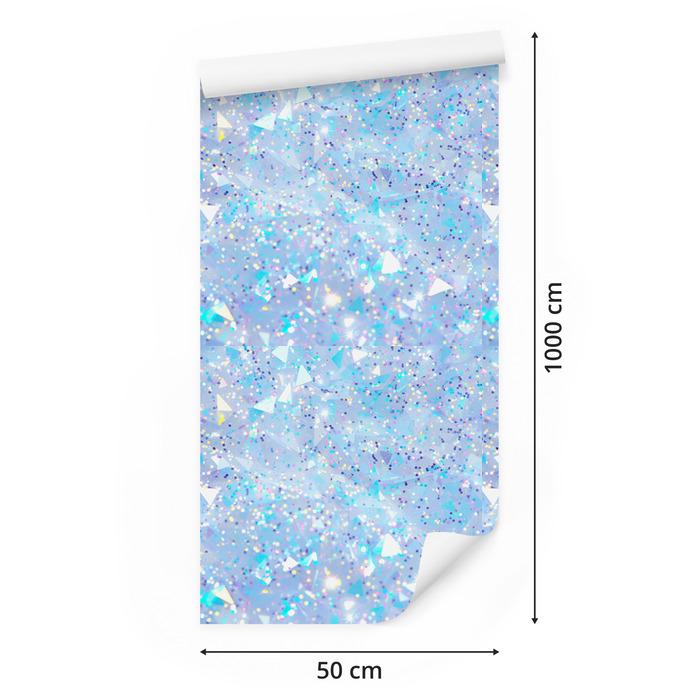 Iridescent glitter wallpaper azure, celadon, blue and white 50x1000