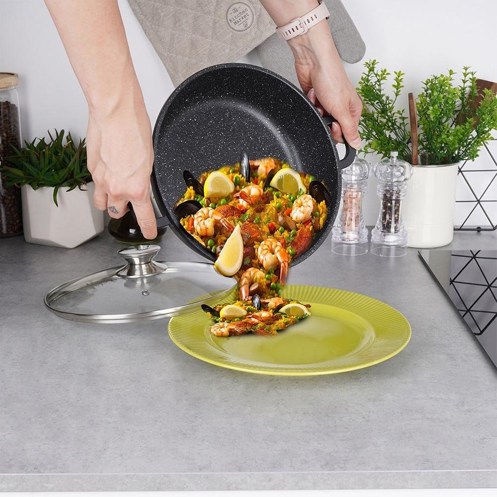 Poêle Granitée Casserole pour Frire Mijoter Four Orion Grande 24cm