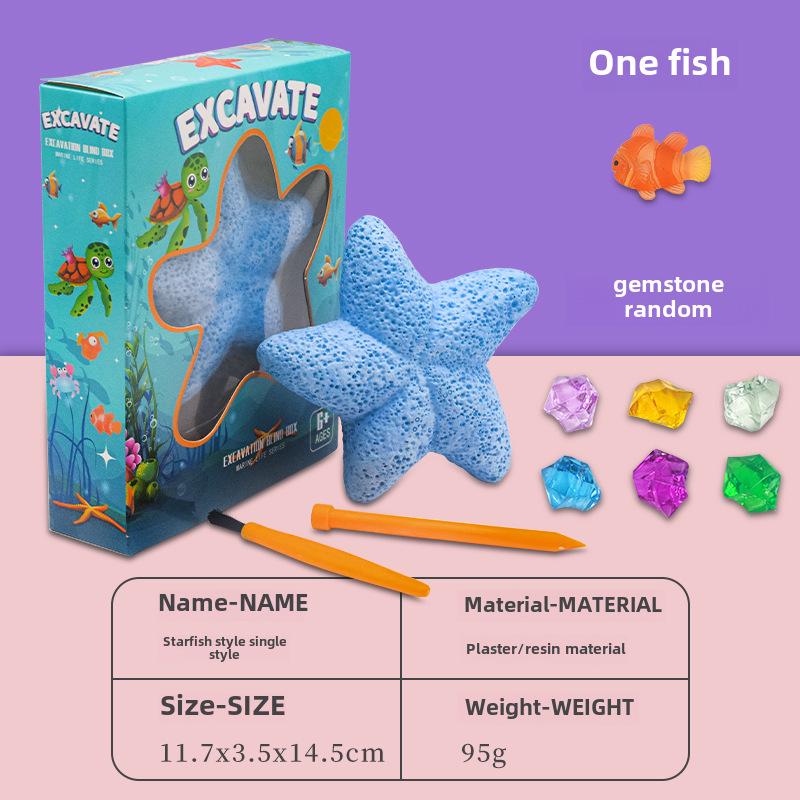 Mermaid Gem Ring Archaeological Excavation Kit: DIY Educational Treasure Digging Toy for Kids