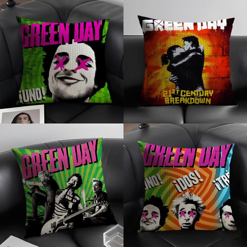 Green Day Pillow Case Pattern Printed Pillowcase For Living Room Sofa Cushion Cover Bedroom Decor