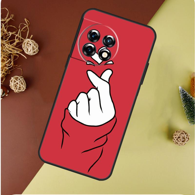 Kpop Finger Heart For OnePlus 13 13R 12 12R 11 9 10 Pro 8T 9RT 10T 10R N20 N30 Nord CE 2 3 4 Lite Phone Case