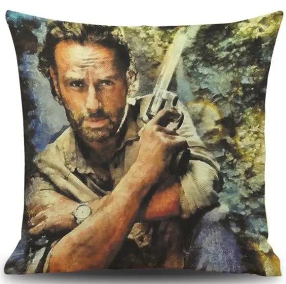 Cushion Cover Linen Walking Dead Printed Throw Pillows Cover Car Sofa Decorative Pillowcase Decorativos Cojines Coussin 45x45cm