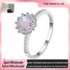 Damen S925 Sterling Silber Opal und Mondstein Ring - Modisch, Exquisit, Silberschmuck.