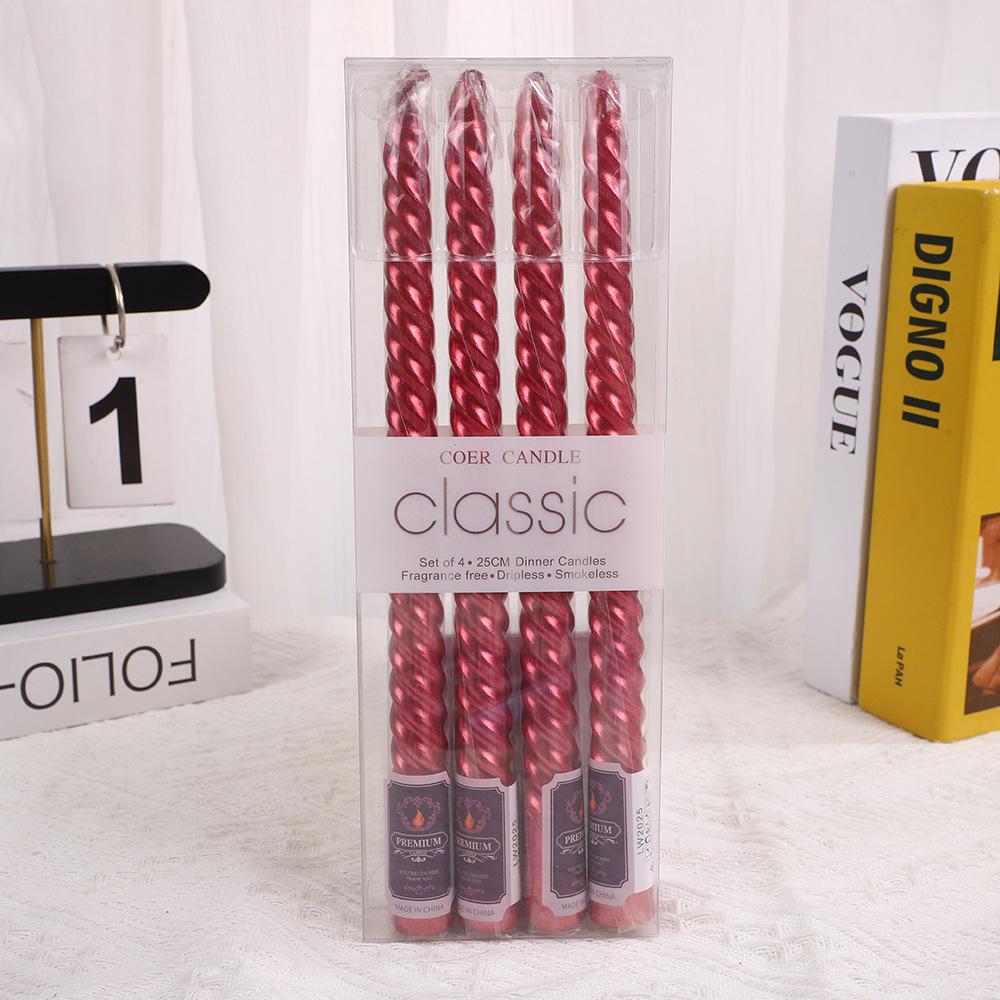 4pcs 10 Inch Tapered Stem/threaded Candles Long Burning Time Smokeless for Home Decoration Birthday Party Candlelight Dinner