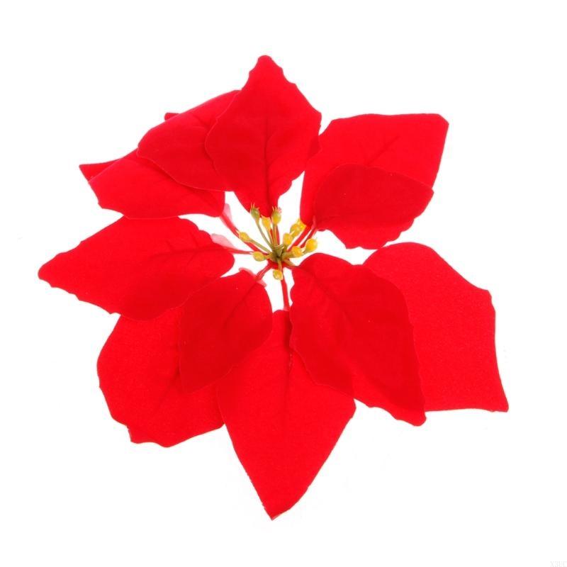 Artificial Silk Poinsettias Flowers Centerpiece Bouquet Christmas Home Decor X3UC